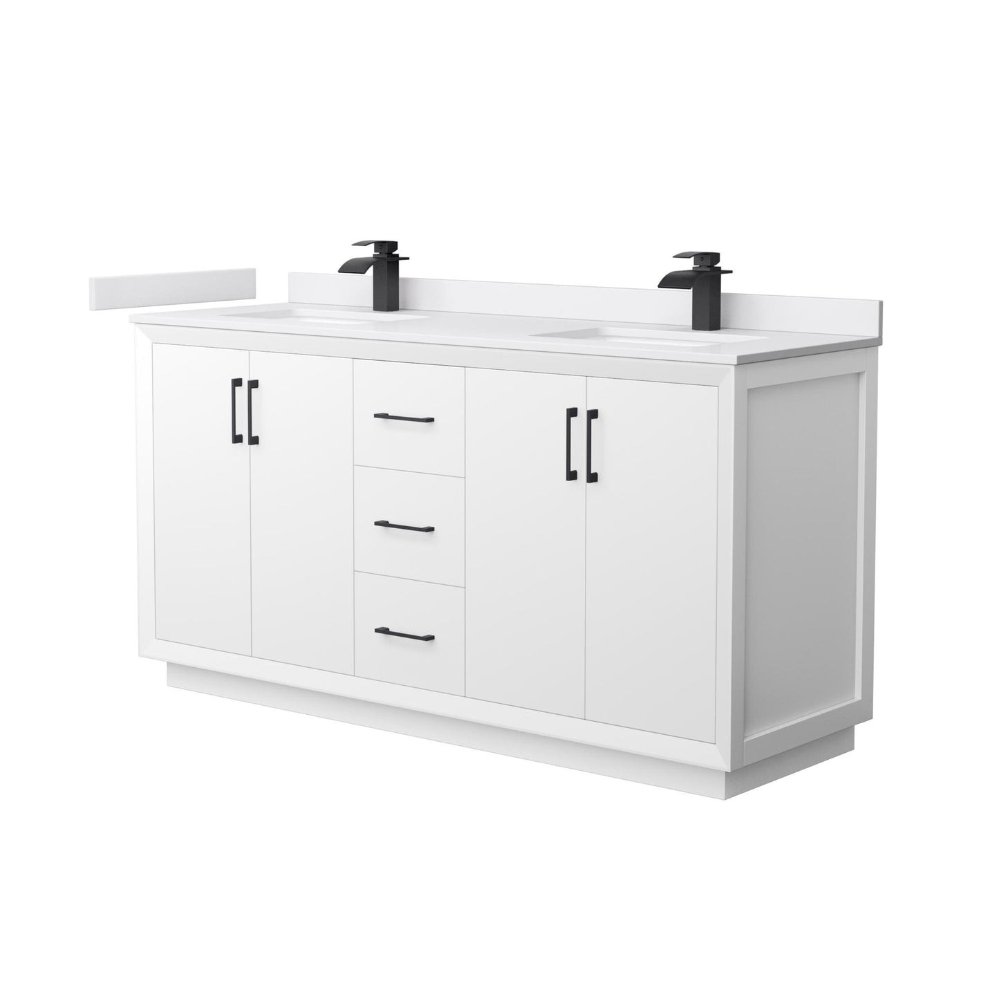 Strada Bathroom Vanity with Countertop 66 inch Double Sink Single hole Faucet Setup