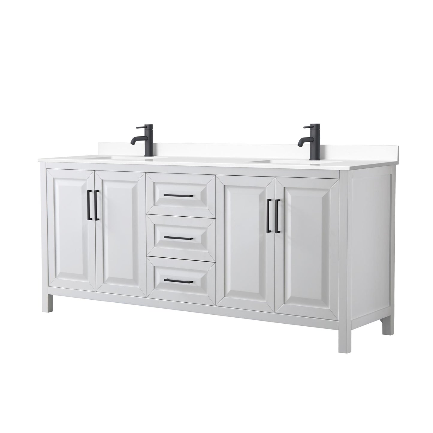 Daria Bathroom Vanity with Countertop 80 inch Double Sink Single hole Faucet Setup