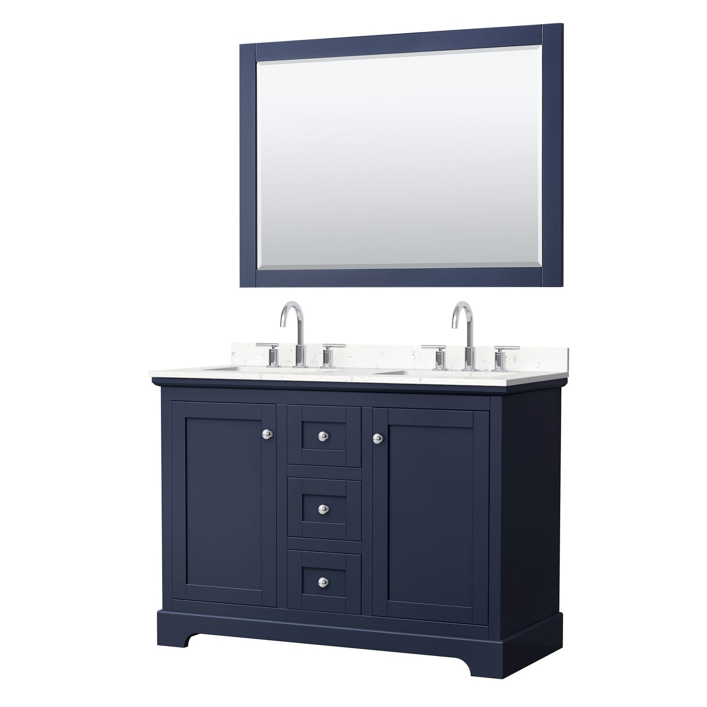 Avery Bathroom Vanity with Countertop 48 inch Double Sink 3-hole Faucet Setup