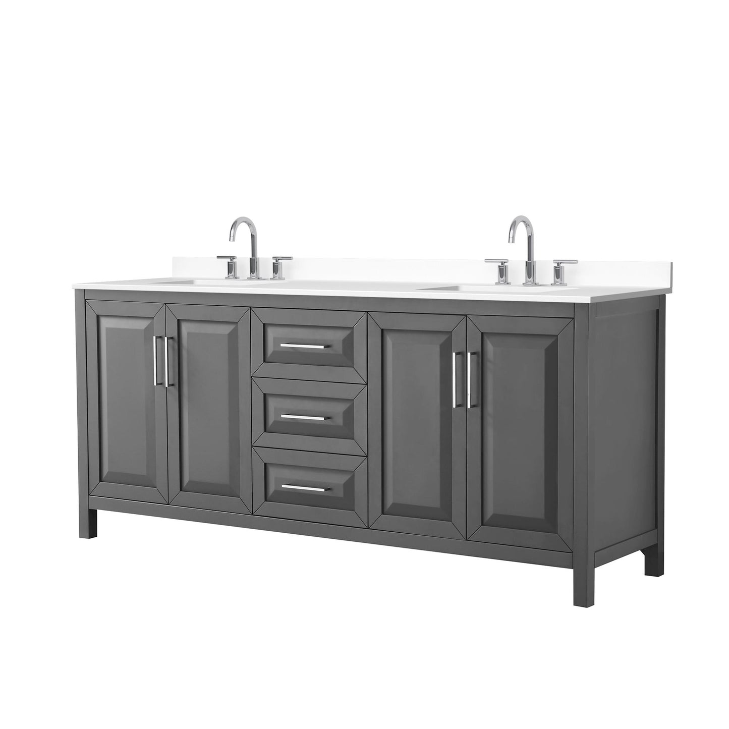 Daria Bathroom Vanity with Countertop 80 inch Double Sink 3-hole Faucet Setup
