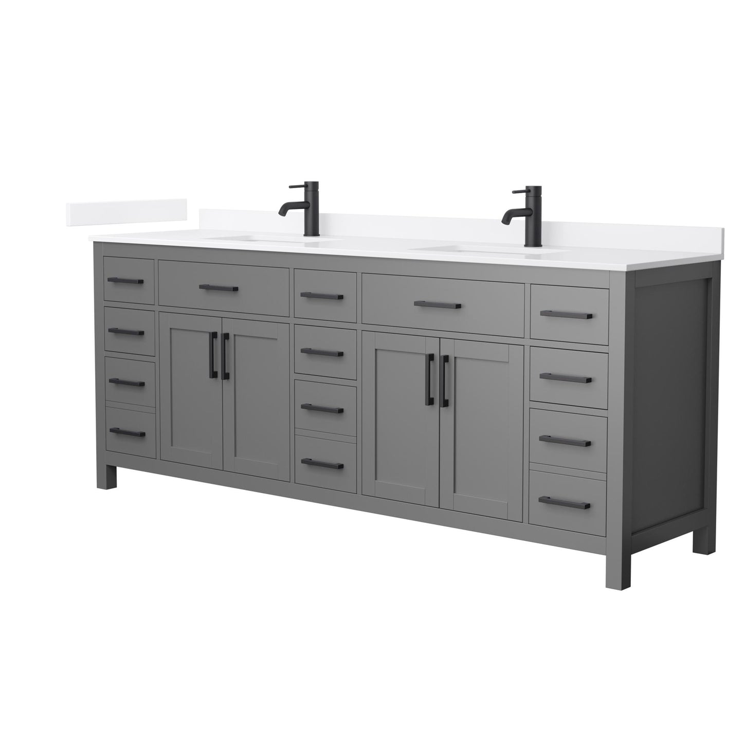 Beckett Bathroom Vanity with Countertop 84 inch Double Sink Single hole Faucet Setup