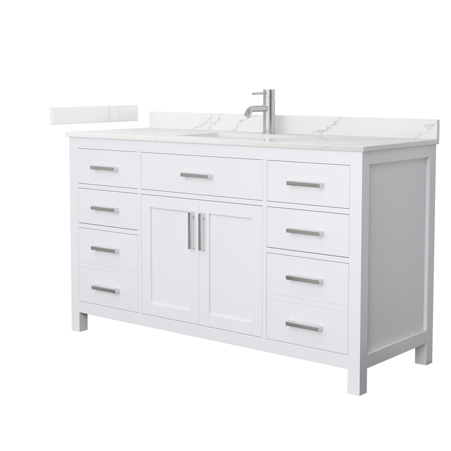 Beckett Bathroom Vanity with Countertop 60 inch Single Sink Single hole Faucet Setup