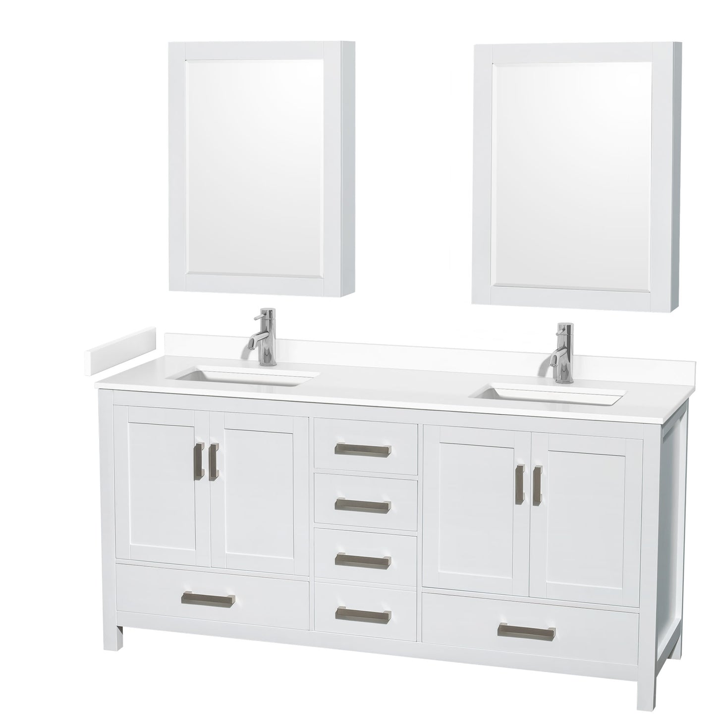 Sheffield Bathroom Vanity with Countertop 72 inch Double Sink Single hole Faucet Setup