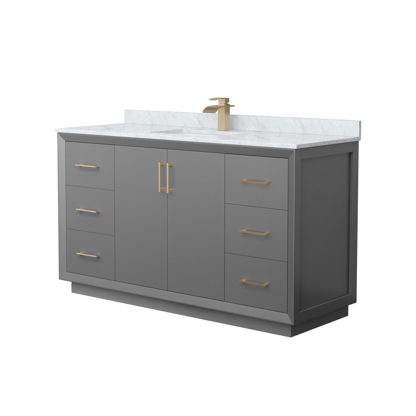 Strada Bathroom Vanity with Countertop 60 inch Single Sink Single hole Faucet Setup