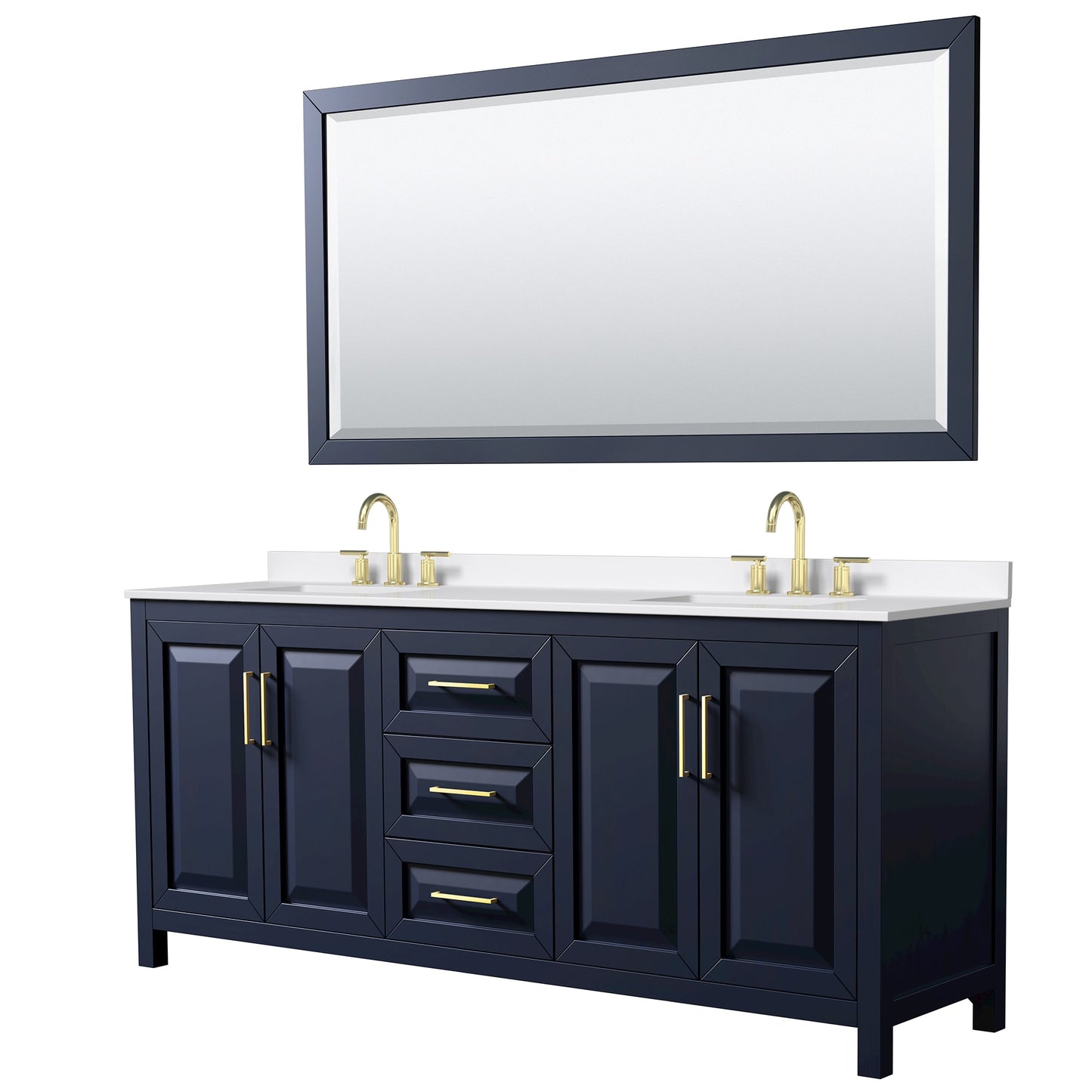 Daria Bathroom Vanity with Countertop 80 inch Double Sink 3-hole Faucet Setup
