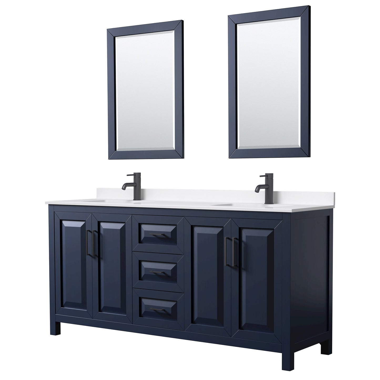 Daria Bathroom Vanity with Countertop 72 inch Double Sink Single hole Faucet Setup