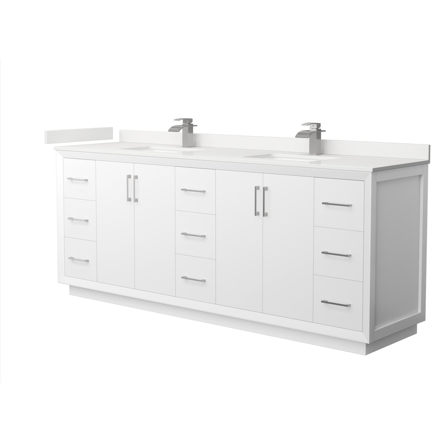 Strada Bathroom Vanity with Countertop 84 inch Double Sink Single hole Faucet Setup