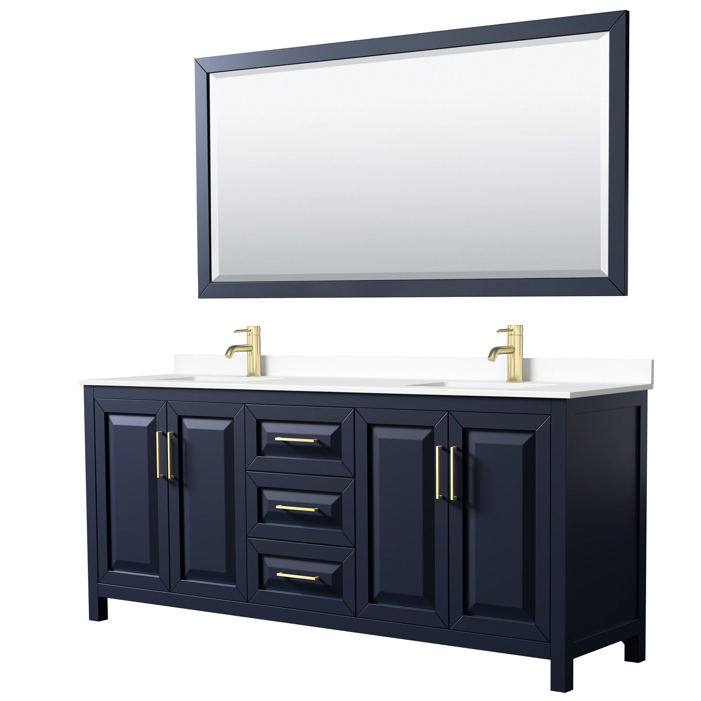 Daria Bathroom Vanity with Countertop 80 inch Double Sink Single hole Faucet Setup