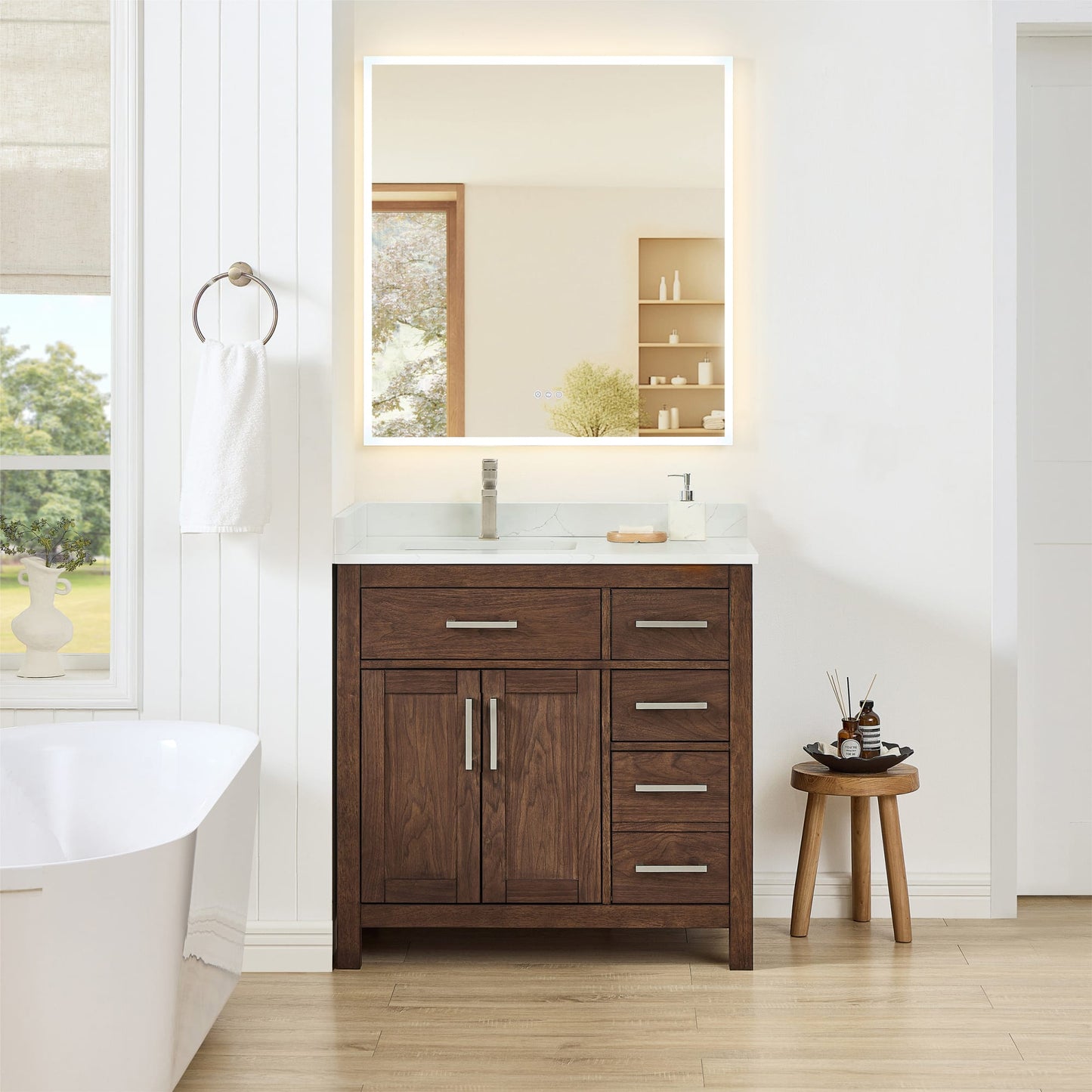 Beckett Bathroom Vanity with Countertop 36 inch Single Sink Single hole Faucet Setup