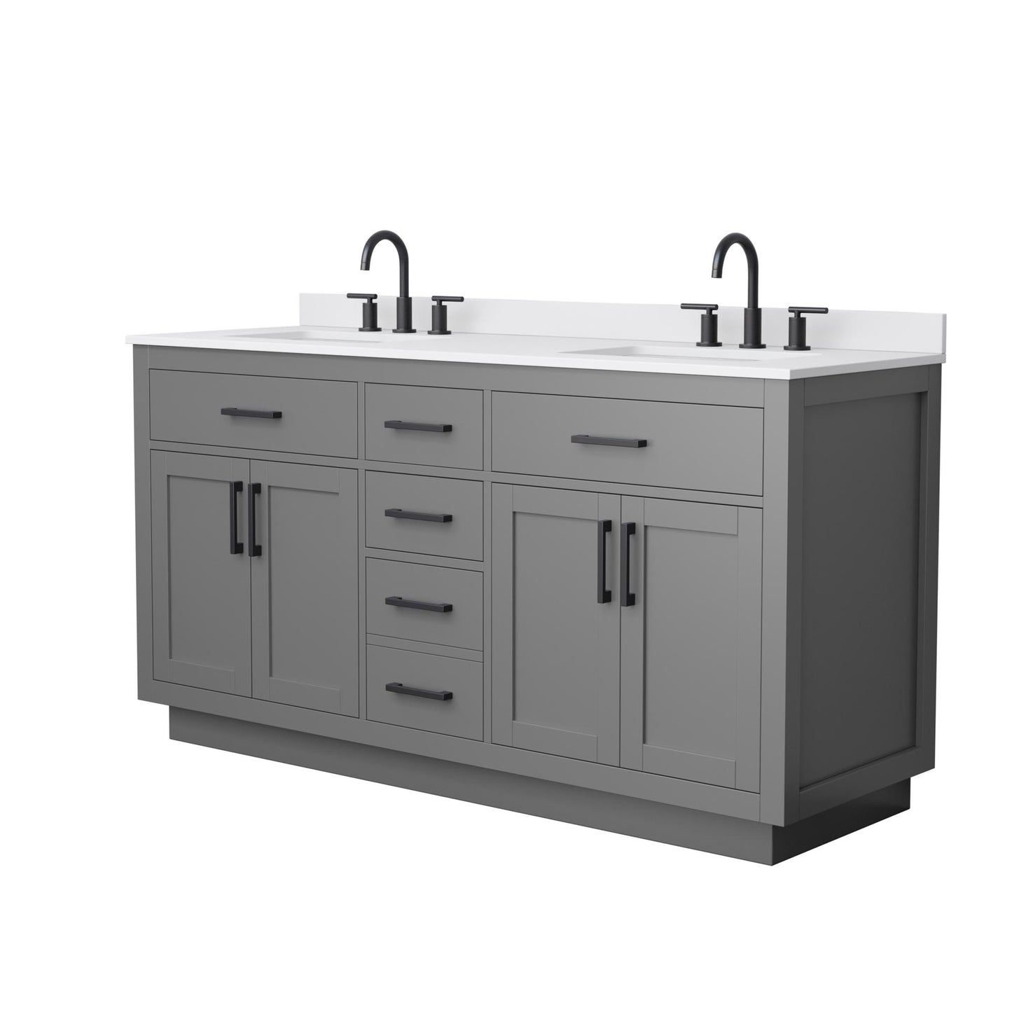 Beckett TK Bathroom Vanity with Countertop 66 inch Double Sink 3-hole Faucet Setup