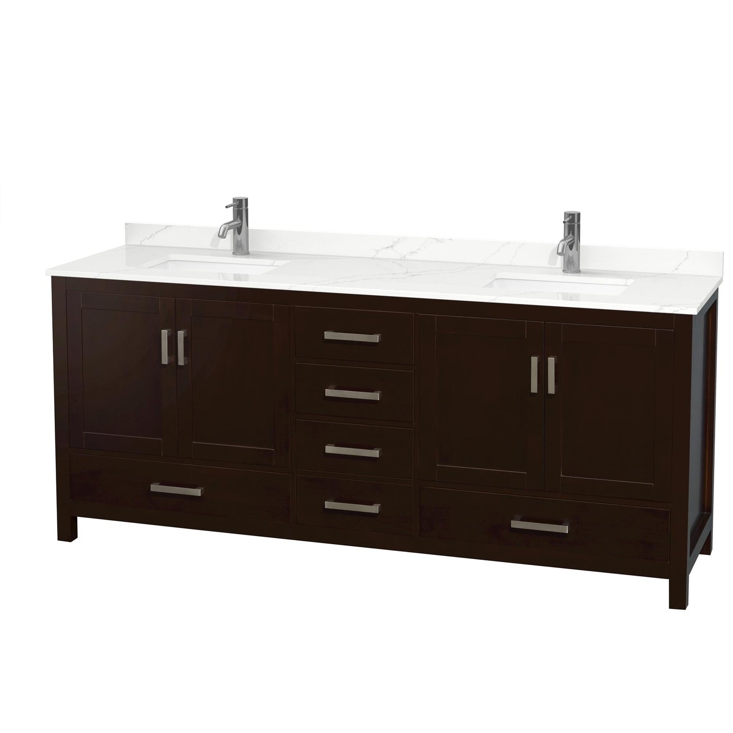 Sheffield Bathroom Vanity with Countertop 80 inch Double Sink Single hole Faucet Setup