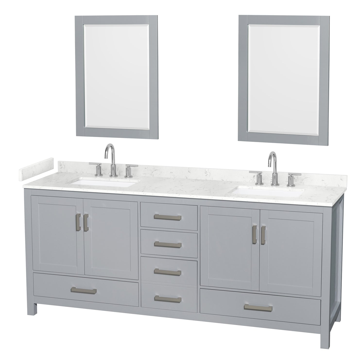 Sheffield Bathroom Vanity with Countertop 80 inch Double Sink 3-hole Faucet Setup