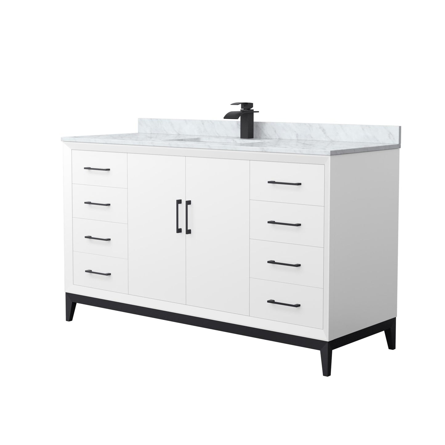 Amici Bathroom Vanity with Countertop 60 inch Single Sink Single hole Faucet Setup