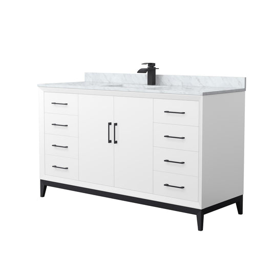 Amici Bathroom Vanity with Countertop 60 inch Single Sink Single hole Faucet Setup