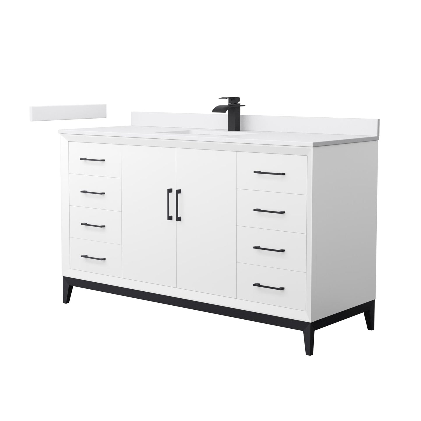 Amici Bathroom Vanity with Countertop 60 inch Single Sink Single hole Faucet Setup