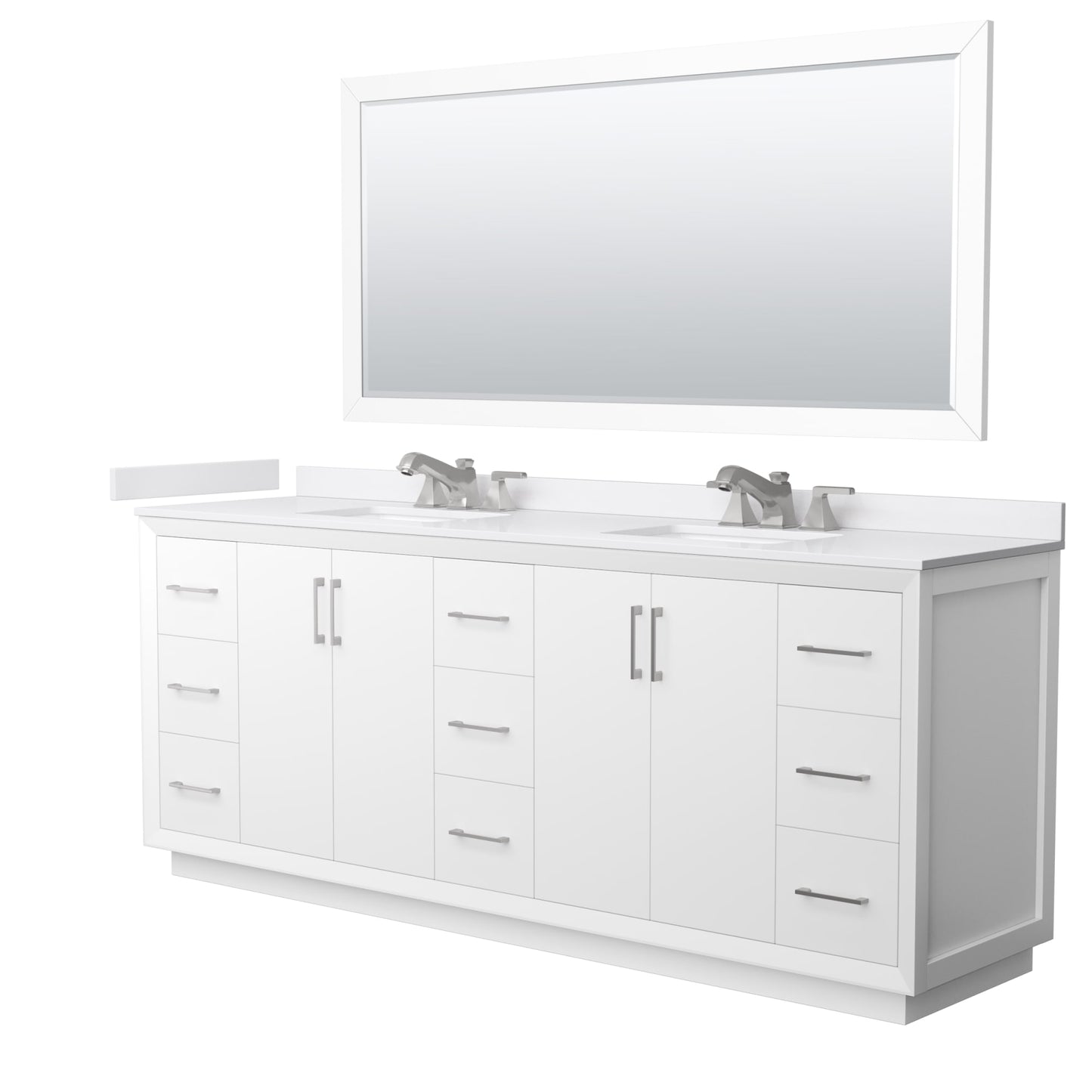 Strada Bathroom Vanity with Countertop 84 inch Double Sink 3-hole Faucet Setup
