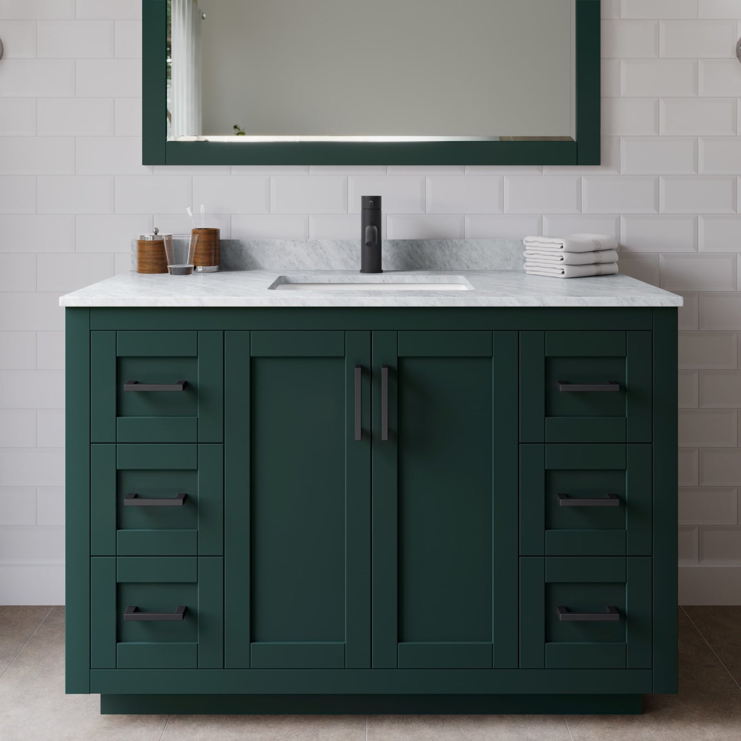 Miranda Bathroom Vanity with Countertop 48 inch Single Sink Single hole Faucet Setup