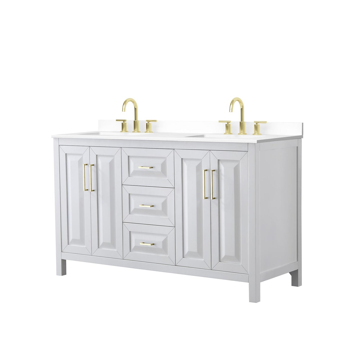 Daria Bathroom Vanity with Countertop 60 inch Double Sink 3-hole Faucet Setup