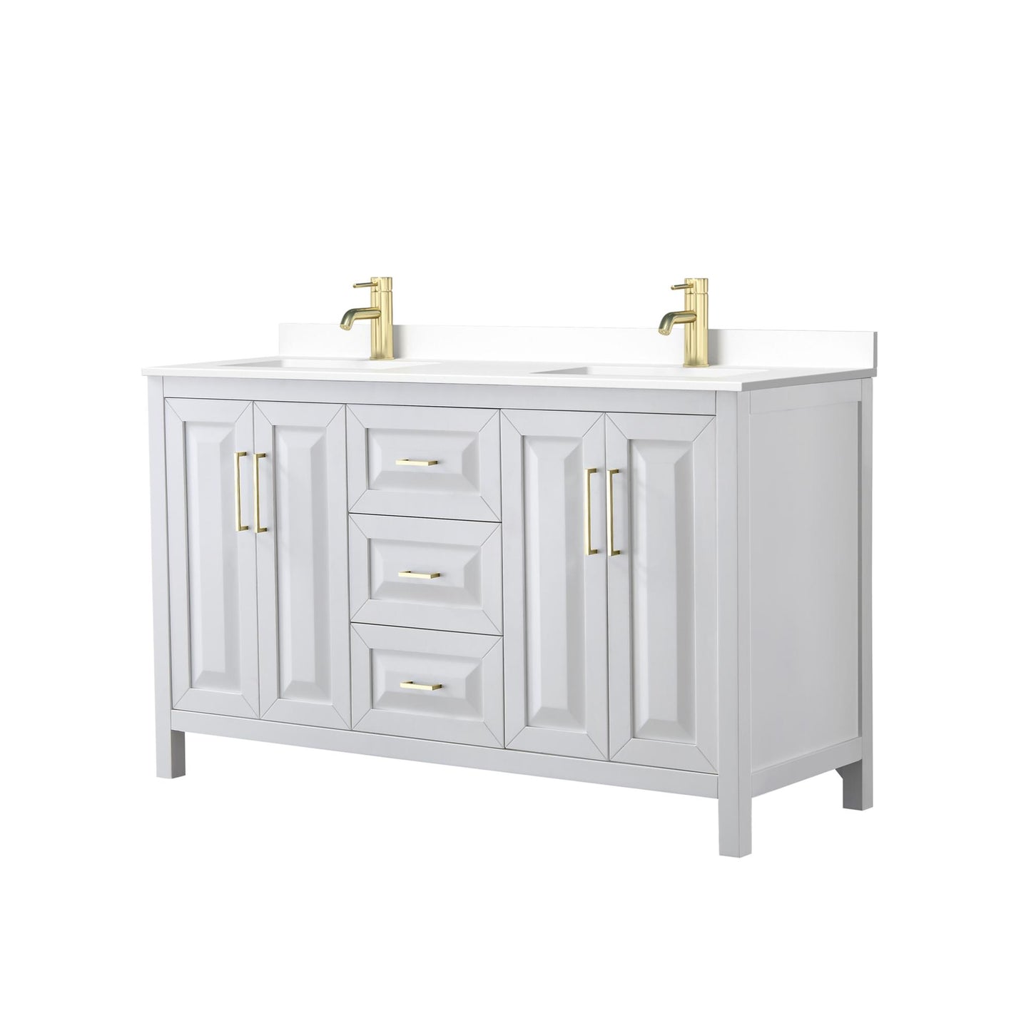 Daria Bathroom Vanity with Countertop 60 inch Double Sink Single hole Faucet Setup