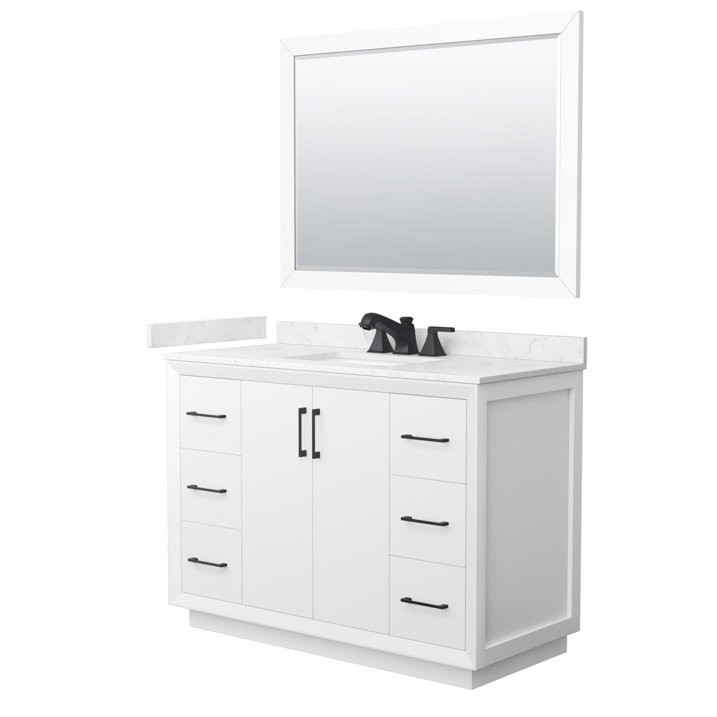 Strada Bathroom Vanity with Countertop 48 inch Single Sink 3-hole Faucet Setup