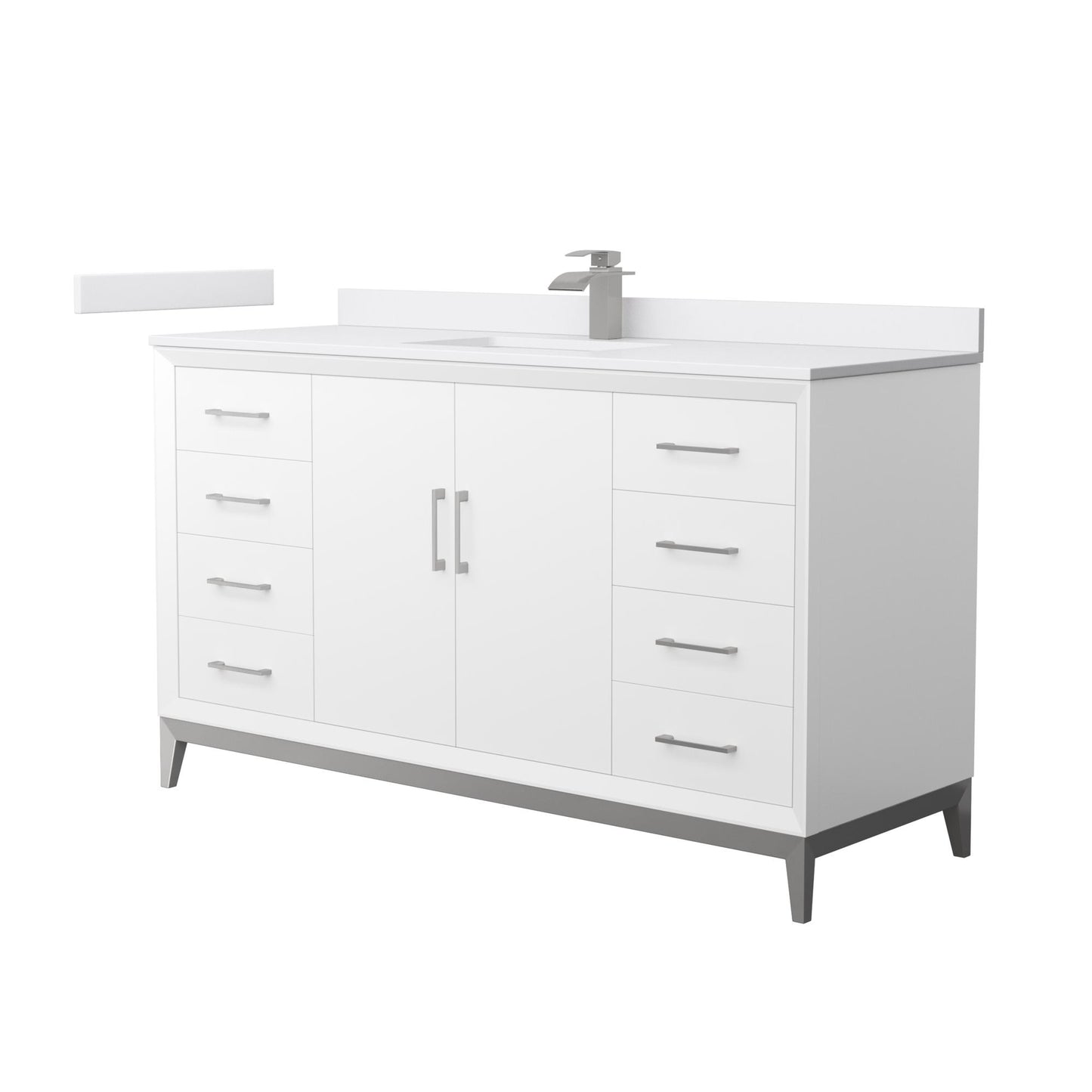 Amici Bathroom Vanity with Countertop 60 inch Single Sink Single hole Faucet Setup