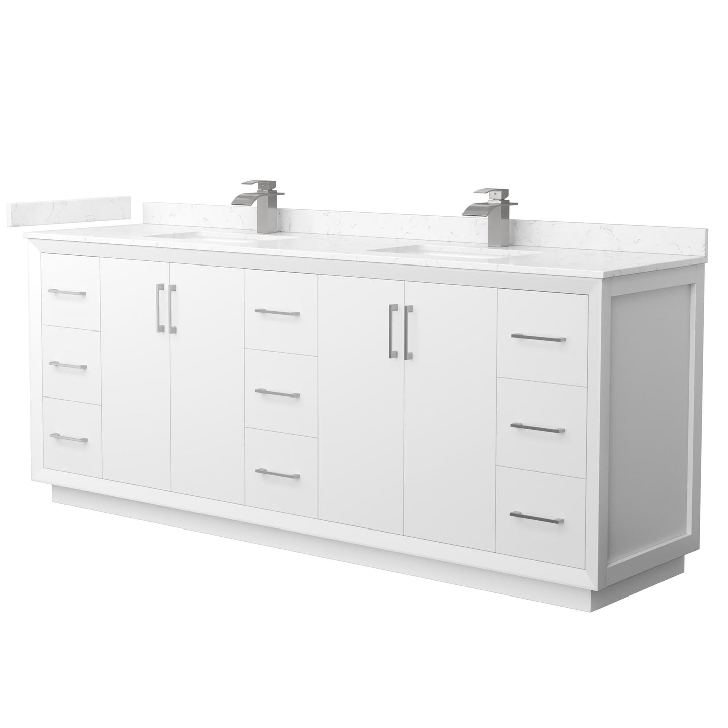 Strada Bathroom Vanity with Countertop 84 inch Double Sink Single hole Faucet Setup