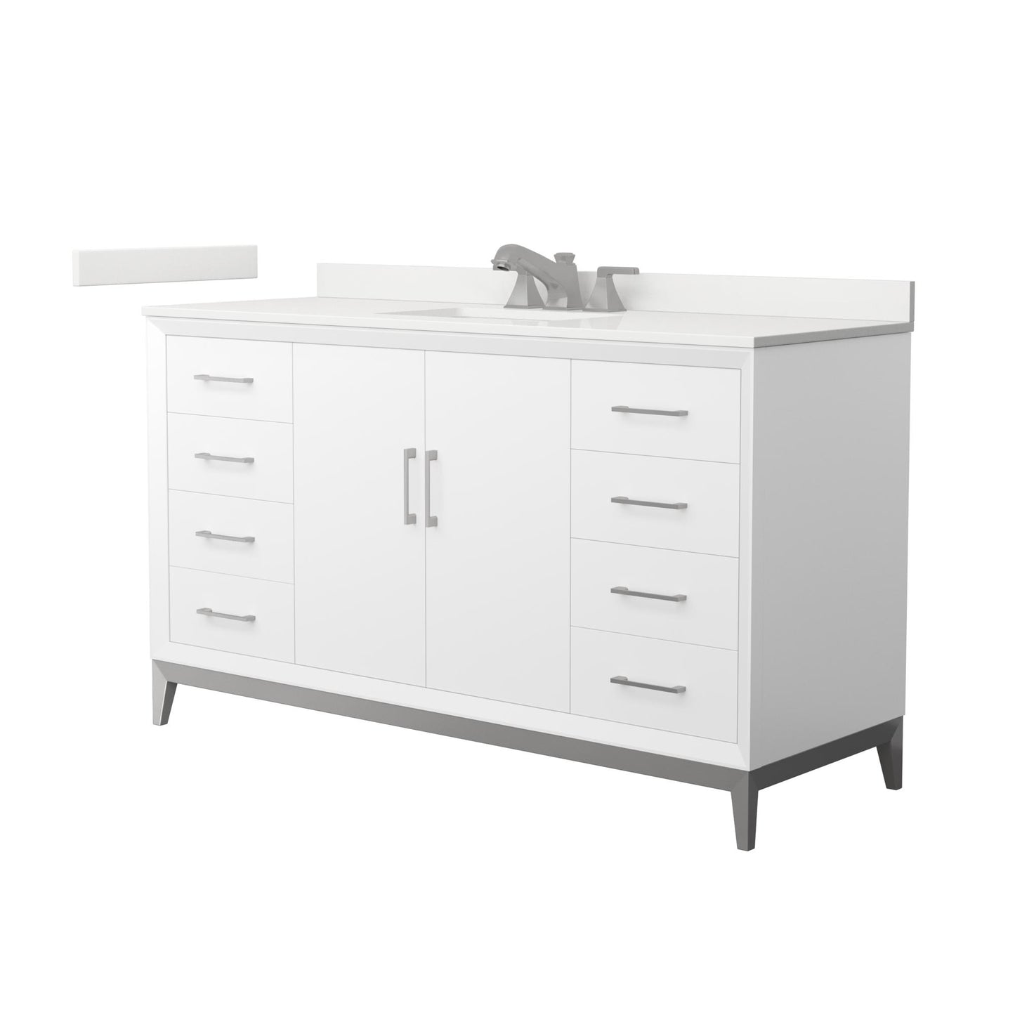 Amici Bathroom Vanity with Countertop 60 inch Single Sink 3-hole Faucet Setup