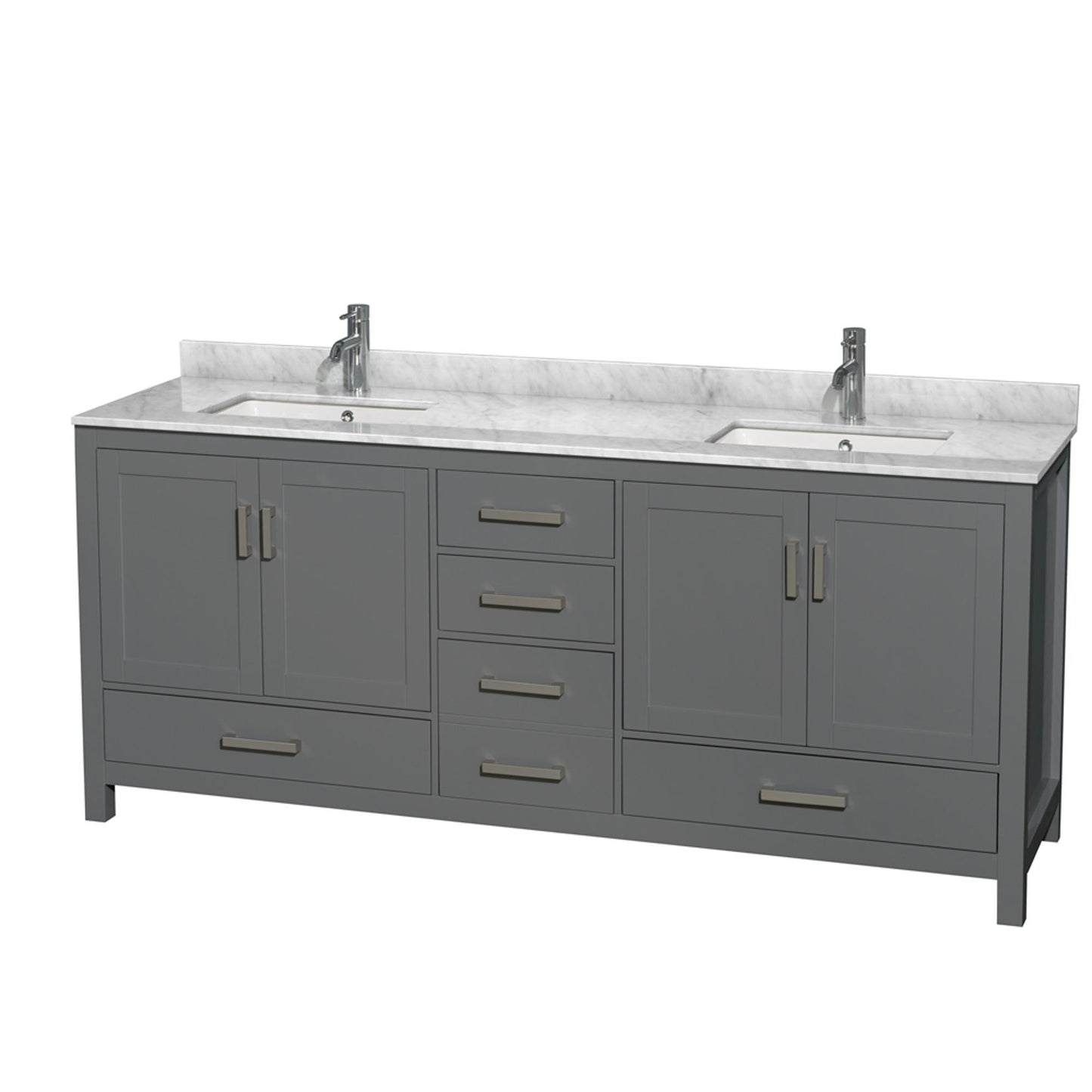Sheffield Bathroom Vanity with Countertop 80 inch Double Sink Single hole Faucet Setup