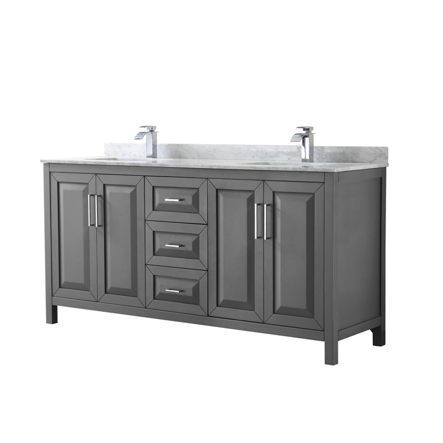 Daria Bathroom Vanity with Countertop 72 inch Double Sink Single hole Faucet Setup
