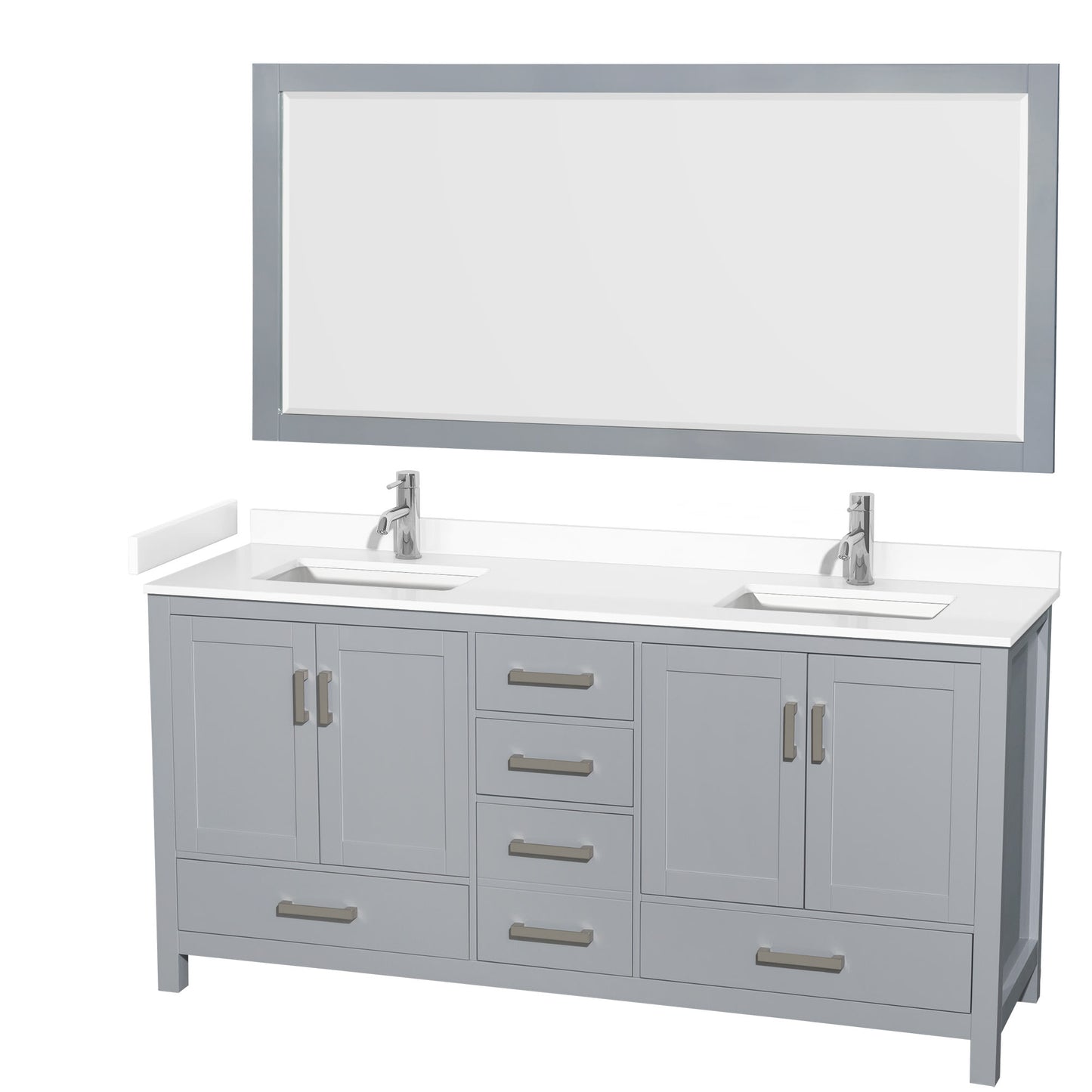 Sheffield Bathroom Vanity with Countertop 72 inch Double Sink Single hole Faucet Setup