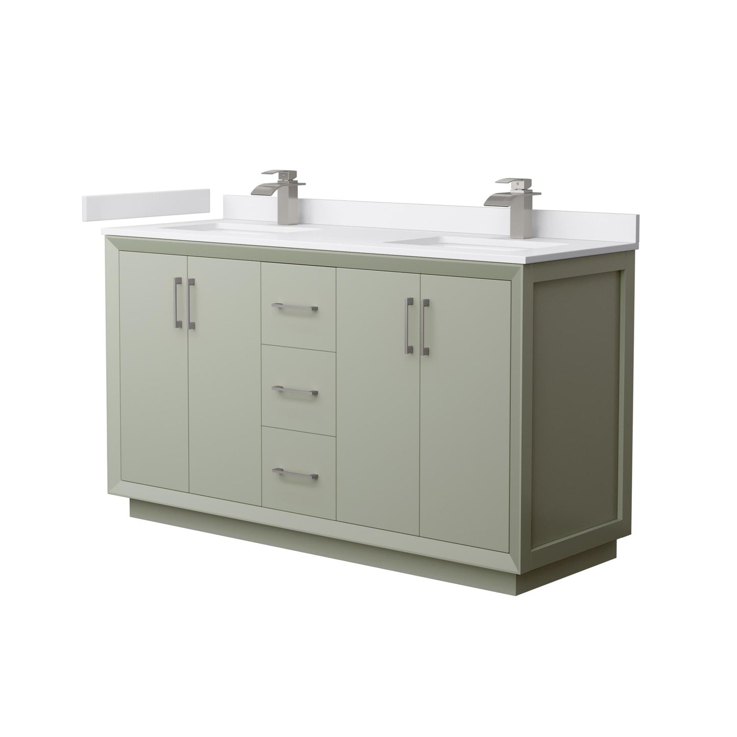 Strada Bathroom Vanity with Countertop 60 inch Double Sink Single hole Faucet Setup