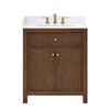 Custom image for Dark Walnut with Brushed Gold Trim / White Cultured Marble / No Mirror