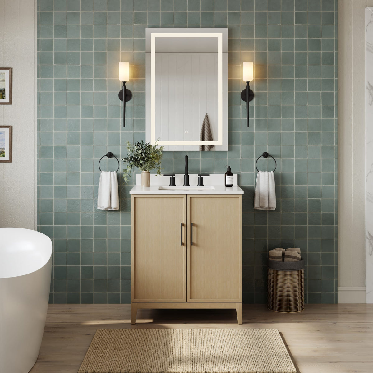 Elan Bathroom Vanity with Countertop 30 inch Single Sink 3-hole Faucet Setup