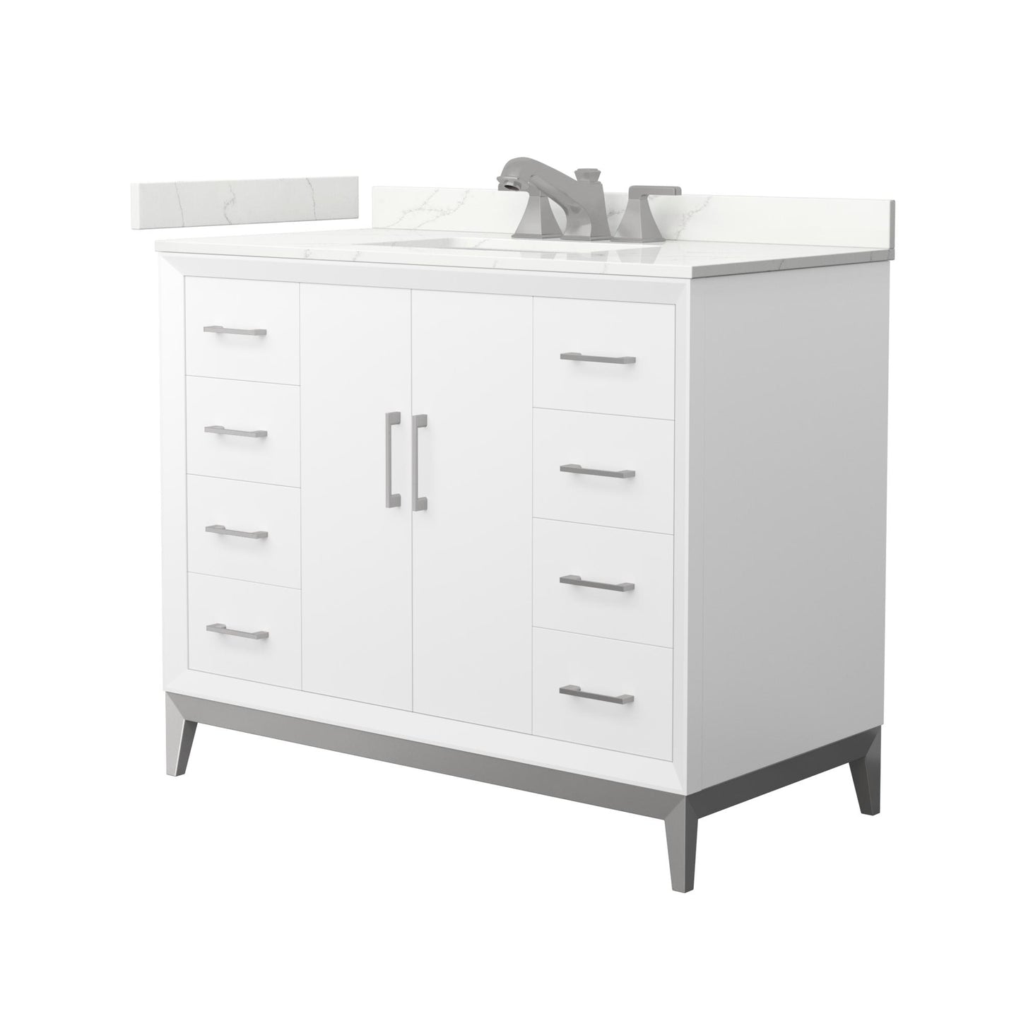 Amici Bathroom Vanity with Countertop 42 inch Single Sink 3-hole Faucet Setup