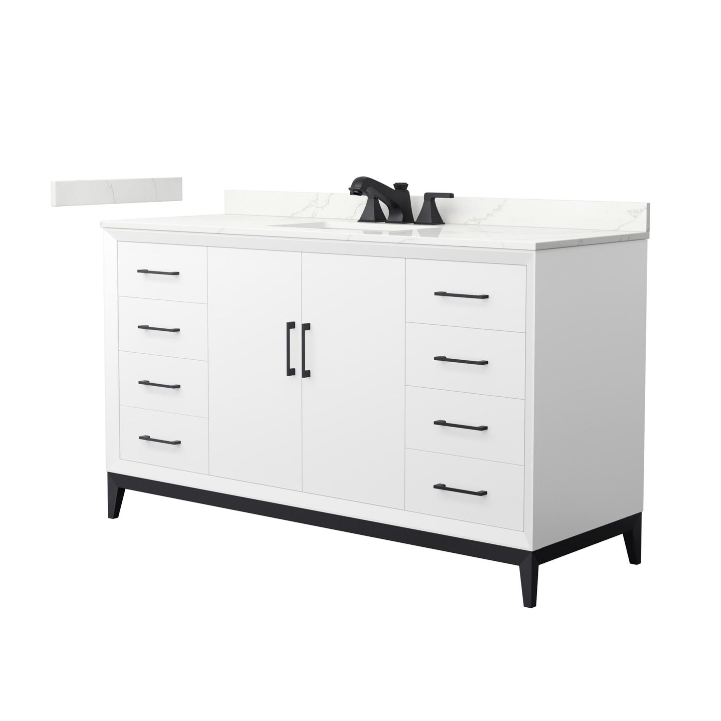 Amici Bathroom Vanity with Countertop 60 inch Single Sink 3-hole Faucet Setup