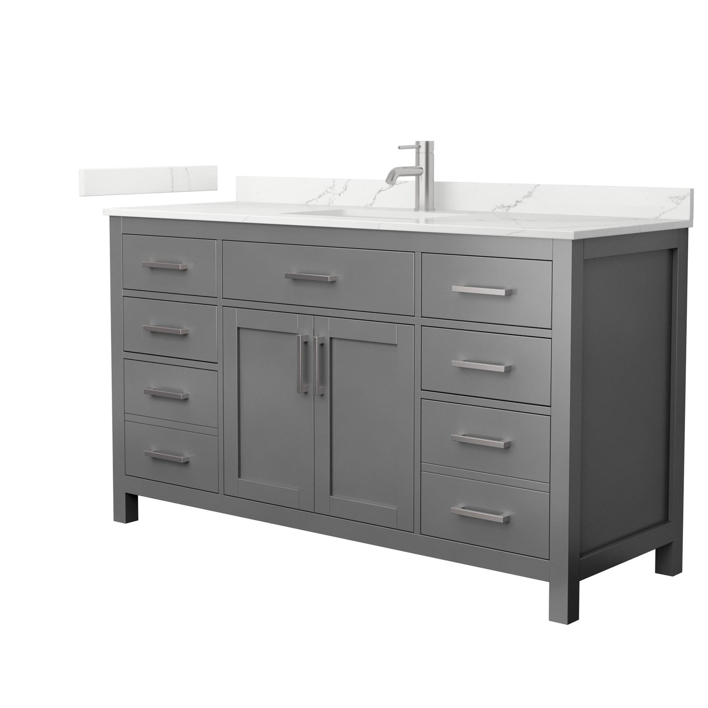 Beckett Bathroom Vanity with Countertop 60 inch Single Sink Single hole Faucet Setup