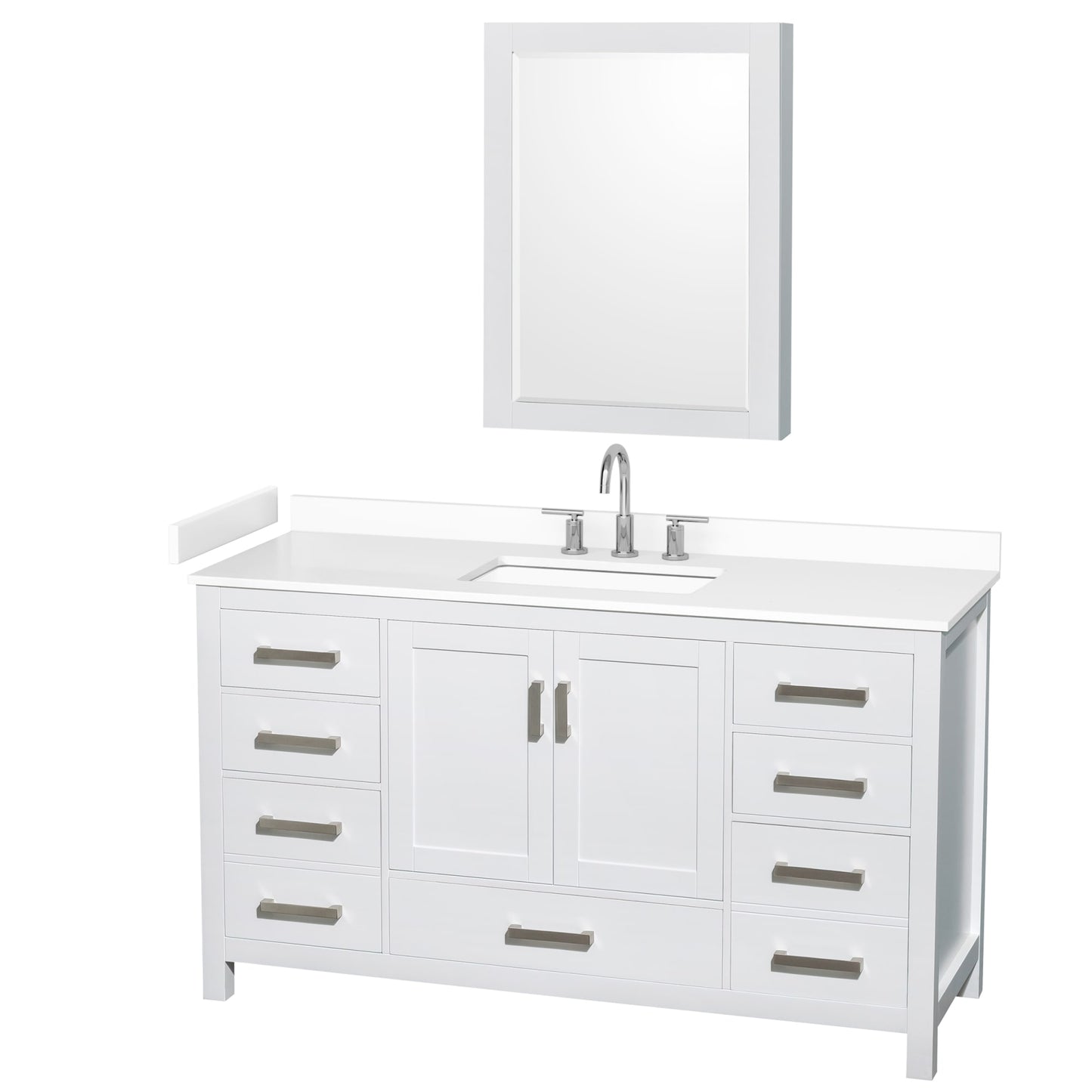 Sheffield Bathroom Vanity with Countertop 60 inch Single Sink 3-hole Faucet Setup