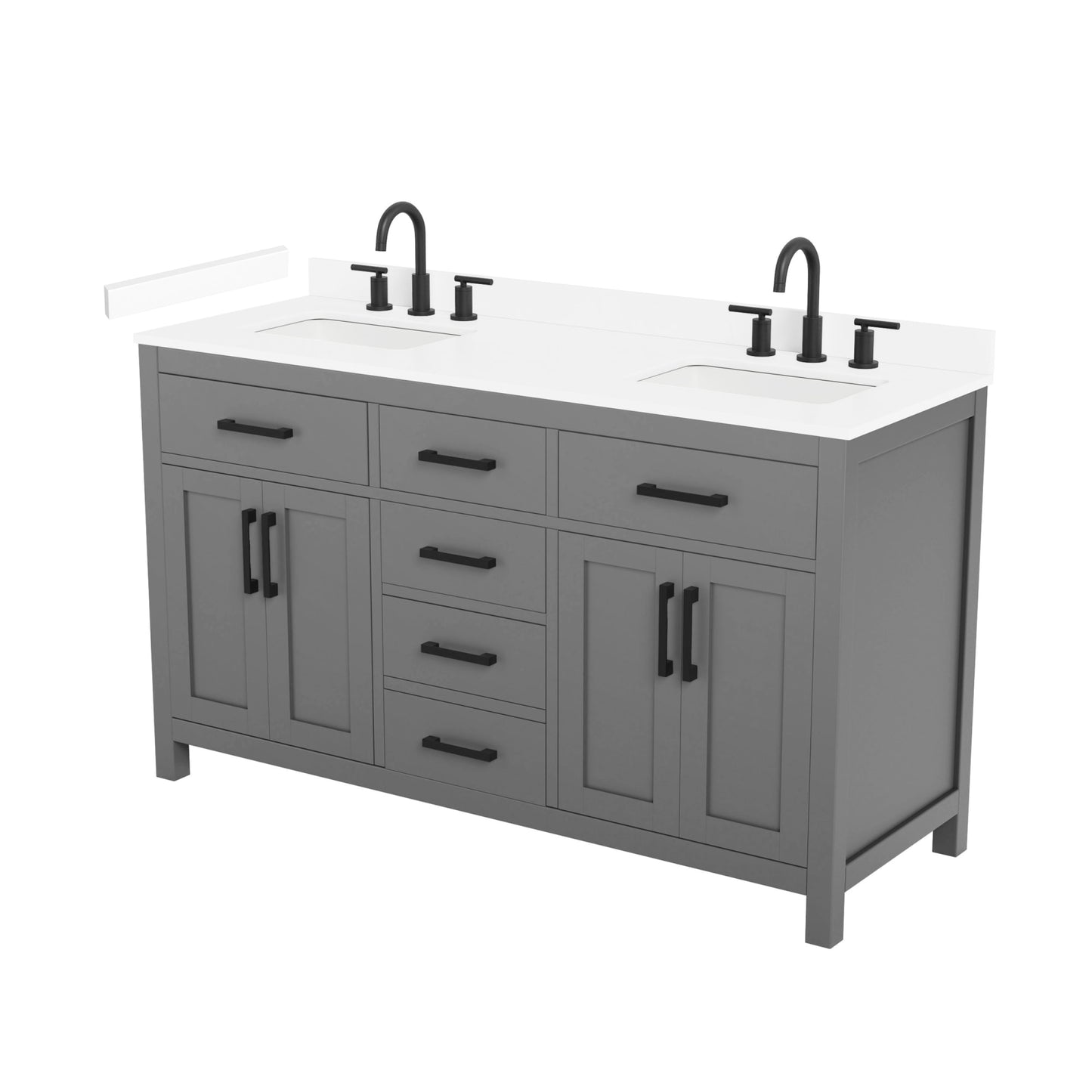 Beckett Bathroom Vanity with Countertop 60 inch Double Sink 3-hole Faucet Setup