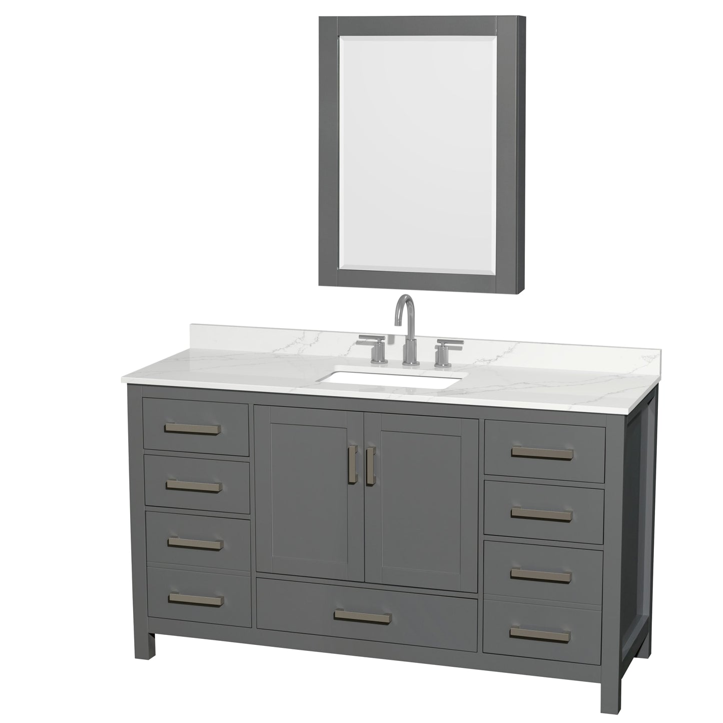 Sheffield Bathroom Vanity with Countertop 60 inch Single Sink 3-hole Faucet Setup
