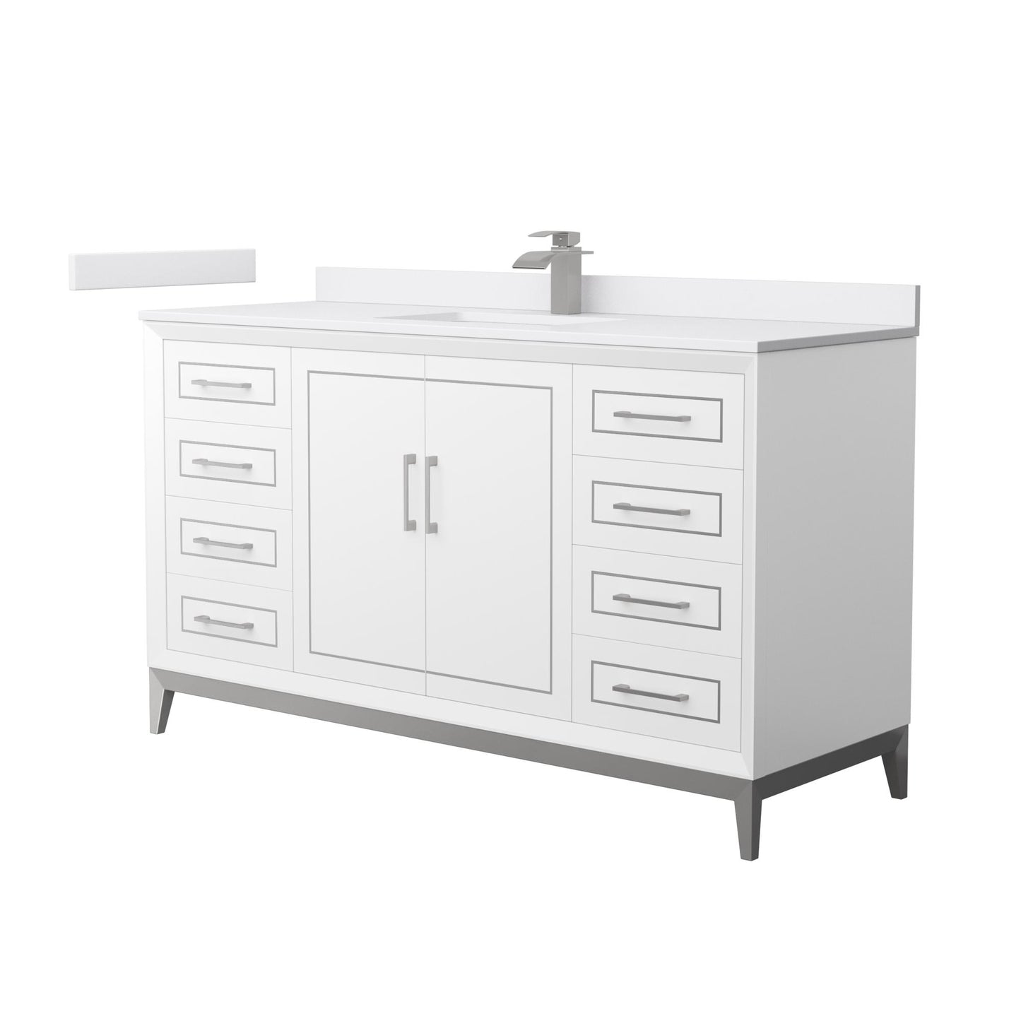 Marlena Bathroom Vanity with Countertop 60 inch Single Sink Single hole Faucet Setup
