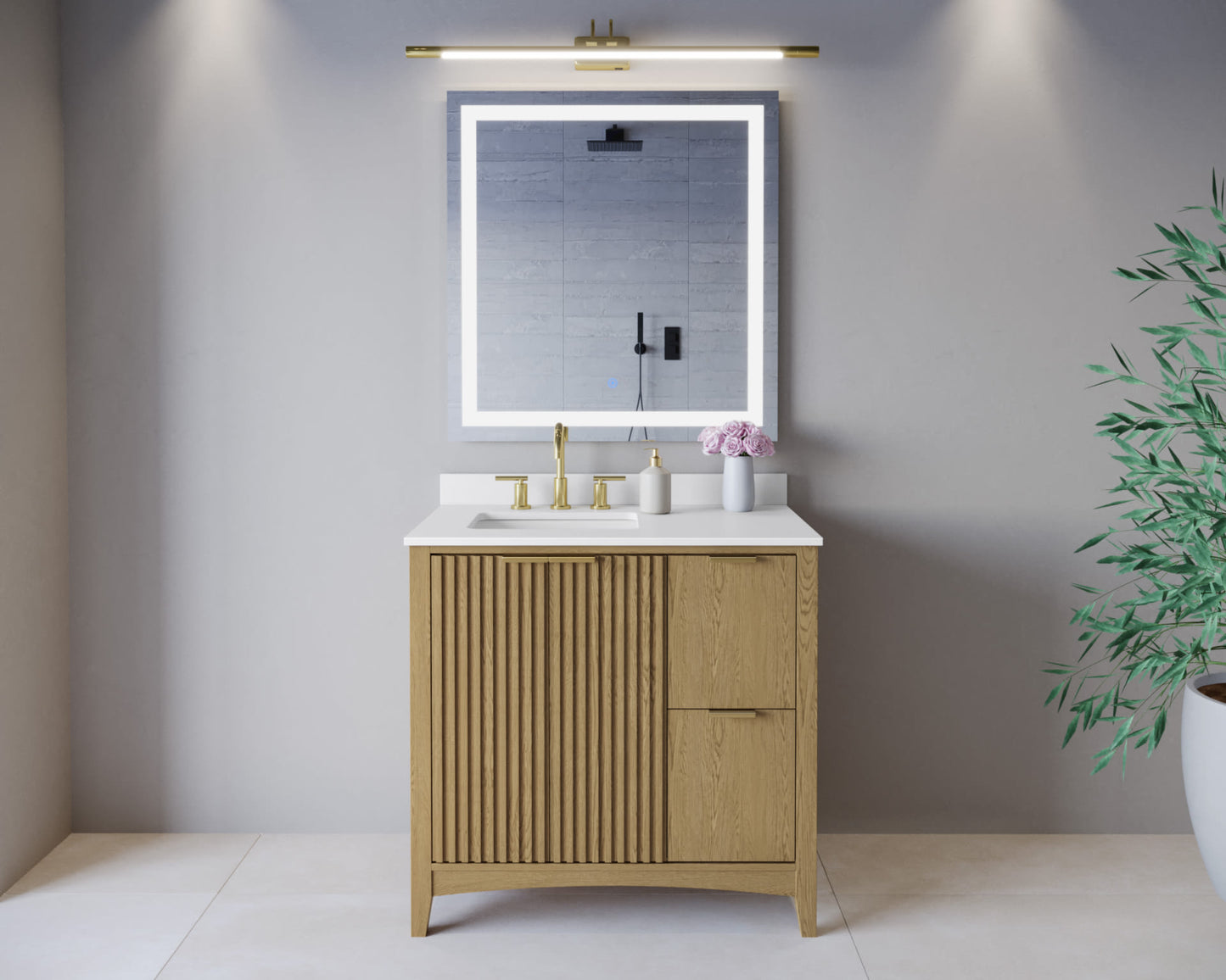 Palmilla Bathroom Vanity with Countertop 36 inch Single Sink 3-hole Faucet Setup