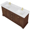 Custom image for Dark Walnut with Brushed Gold Trim / White Cultured Marble / No Mirror