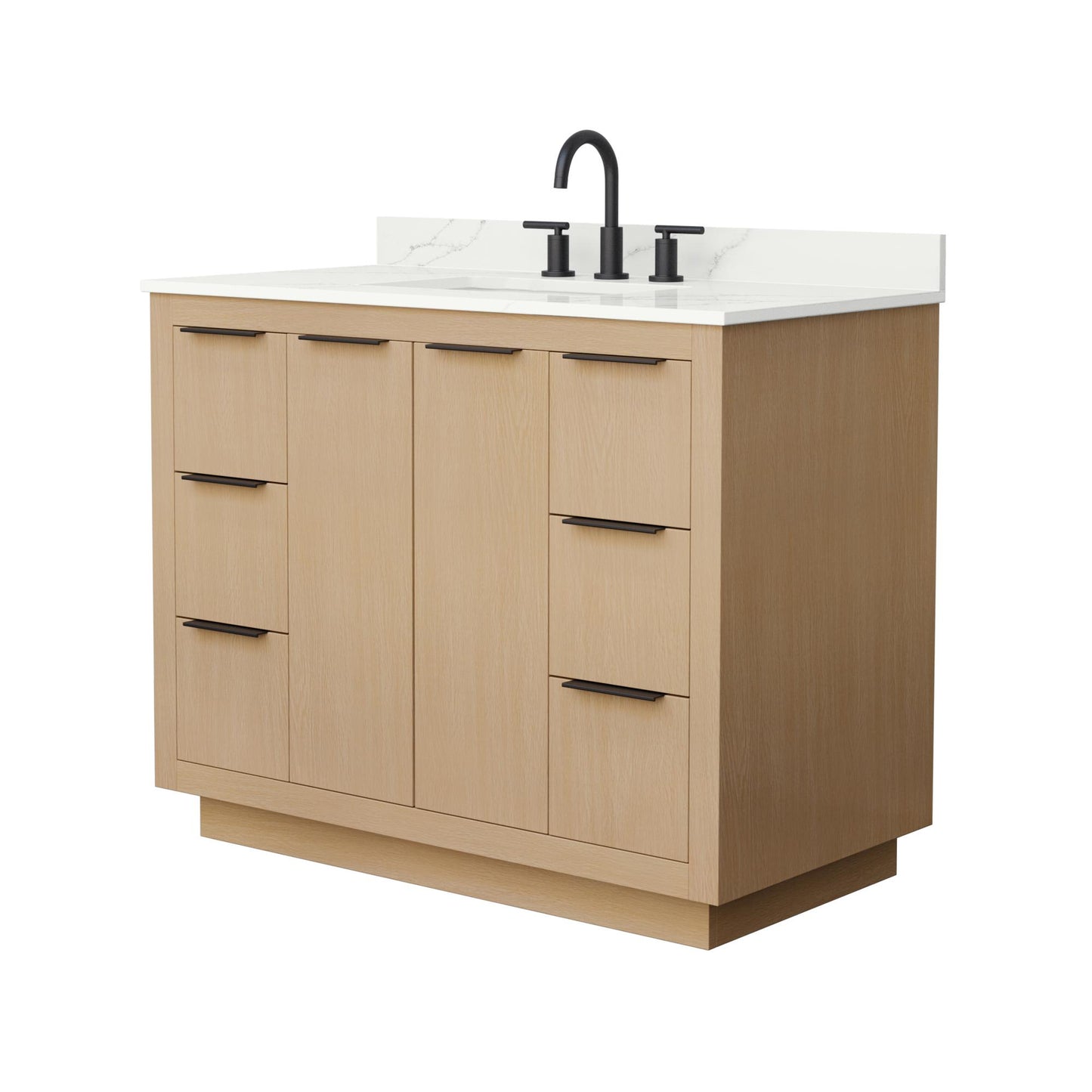 Maroni Bathroom Vanity with Countertop 42 inch Single Sink 3-hole Faucet Setup