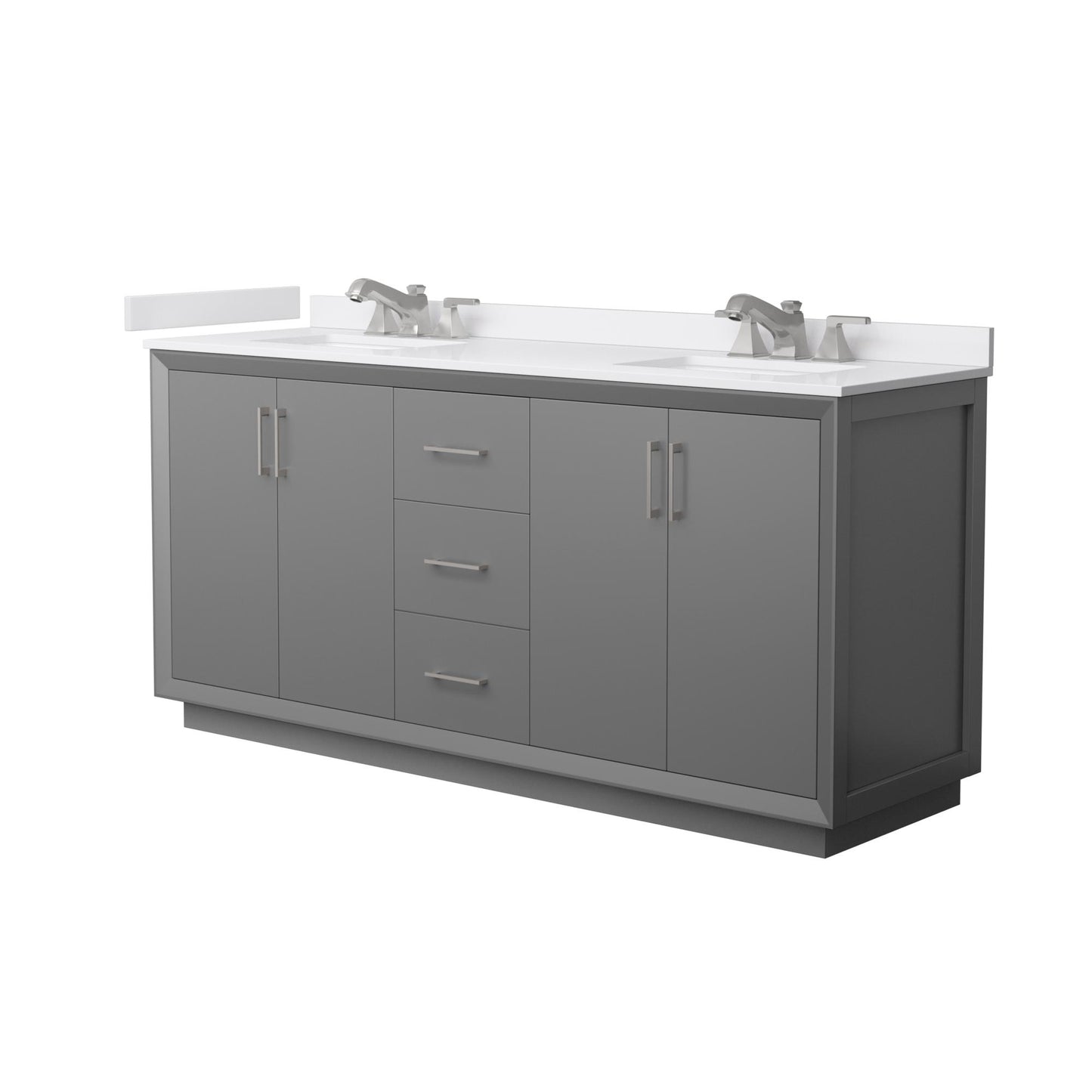 Strada Bathroom Vanity with Countertop 72 inch Double Sink 3-hole Faucet Setup