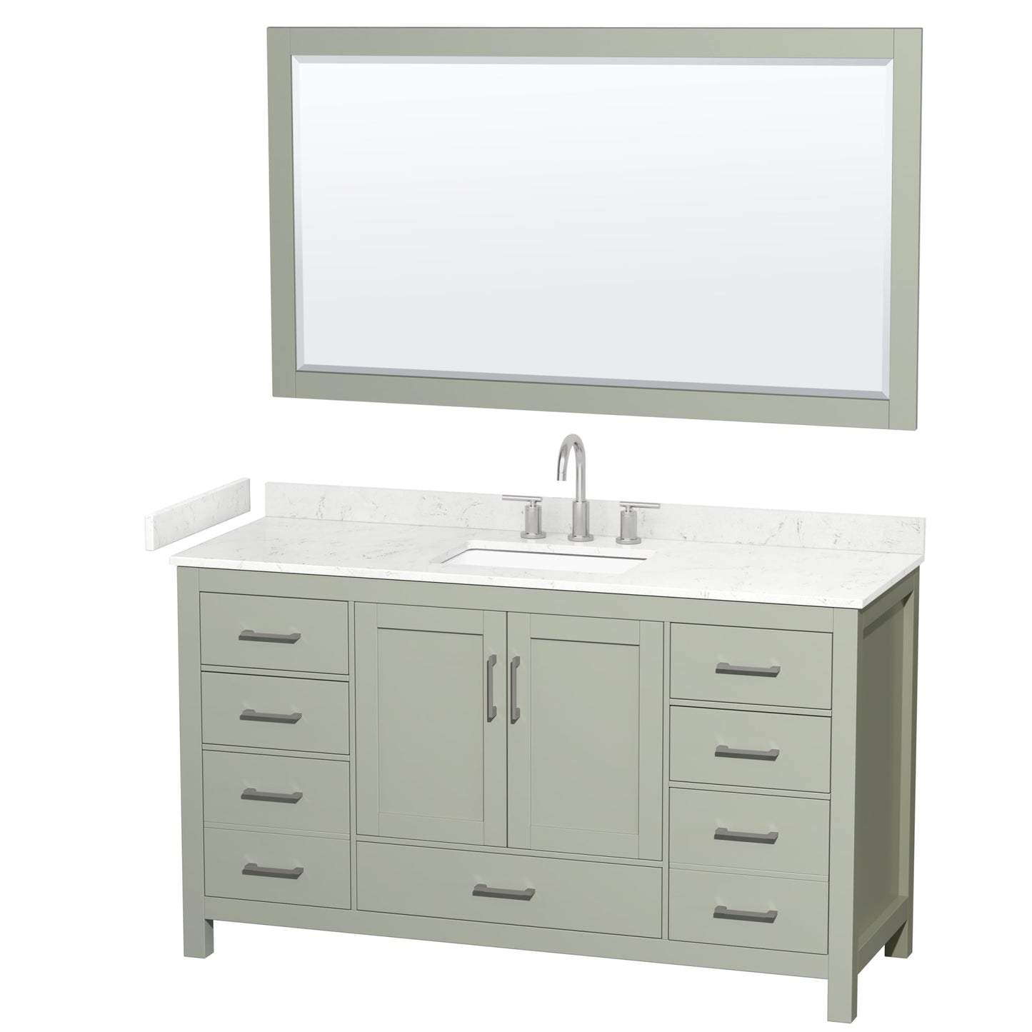 Sheffield Bathroom Vanity with Countertop 60 inch Single Sink 3-hole Faucet Setup