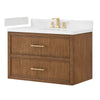 Custom image for Toasted Walnut with Satin Bronze Trim / White Quartz / No Mirror