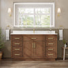 Custom image for Dark Oak with Brushed Gold Trim / White Cultured Marble / No Mirror