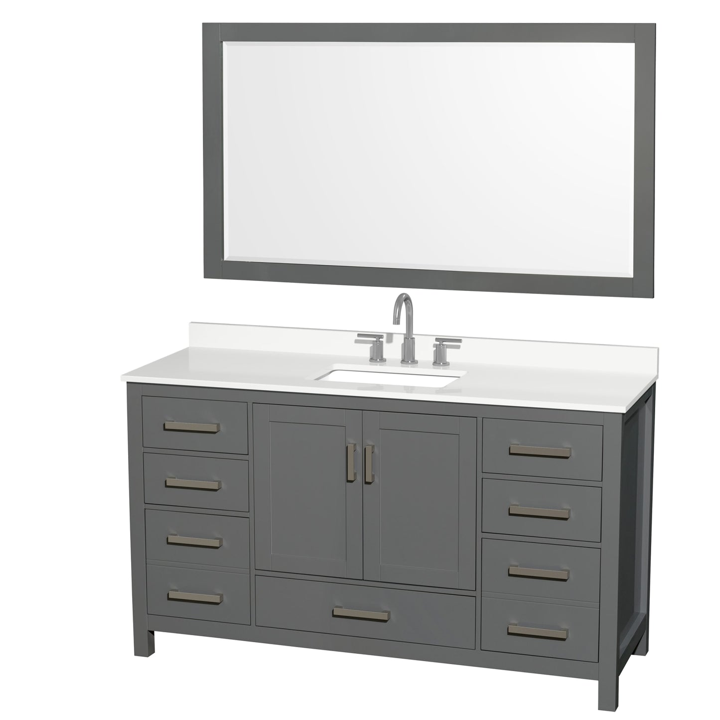 Sheffield Bathroom Vanity with Countertop 60 inch Single Sink 3-hole Faucet Setup