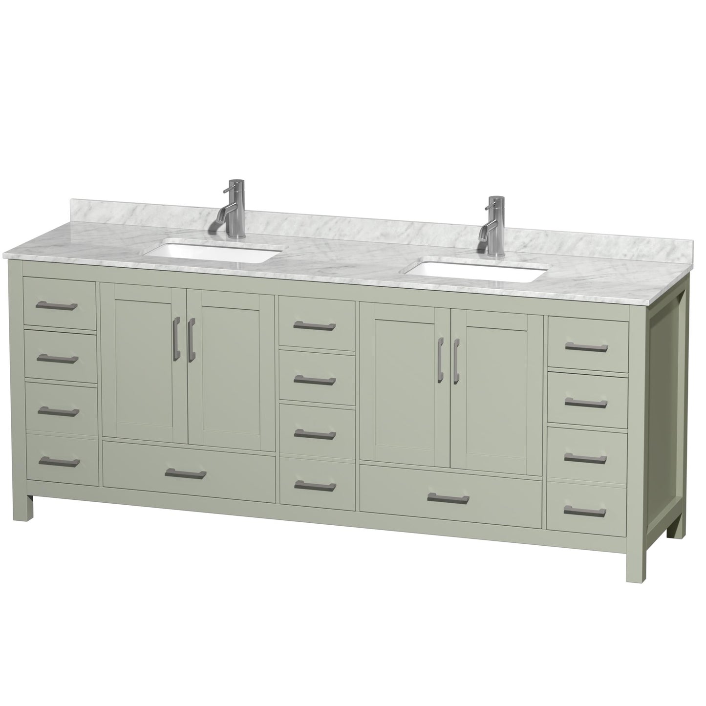 Sheffield Bathroom Vanity with Countertop 84 inch Double Sink Single hole Faucet Setup