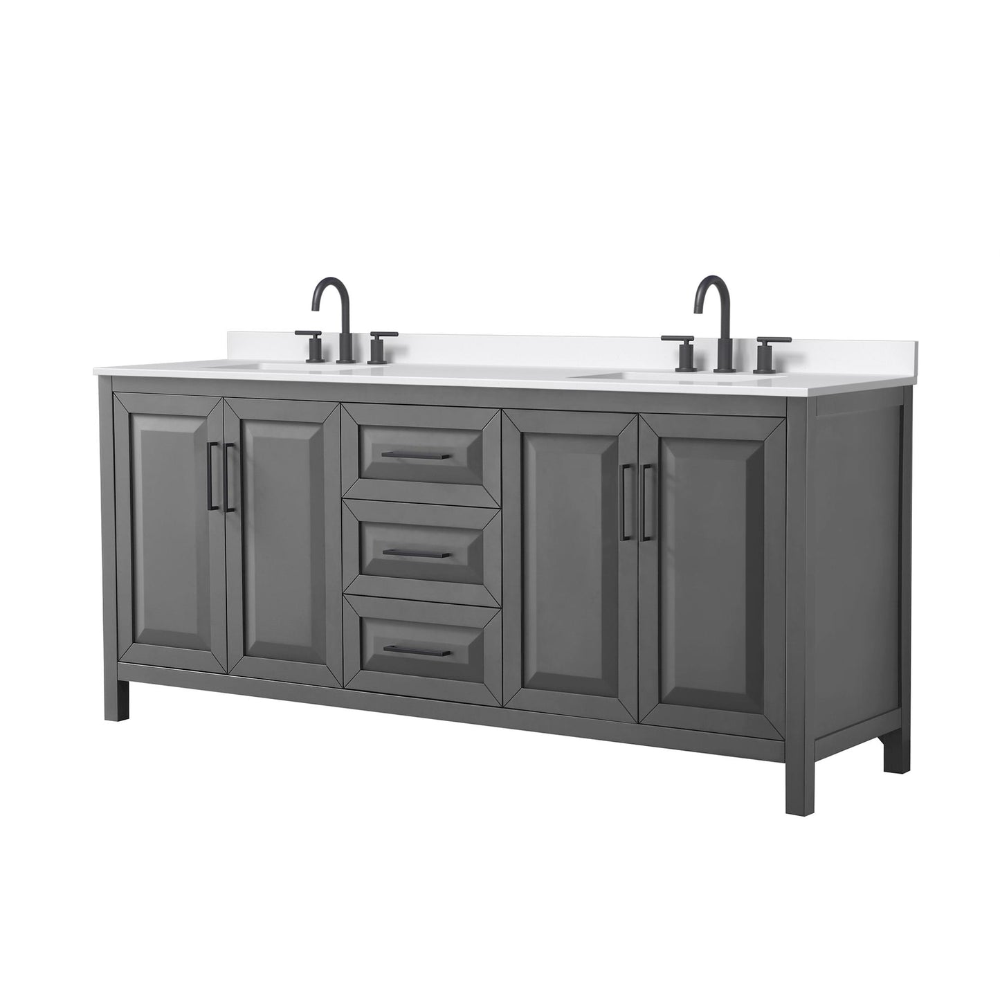 Daria Bathroom Vanity with Countertop 80 inch Double Sink 3-hole Faucet Setup